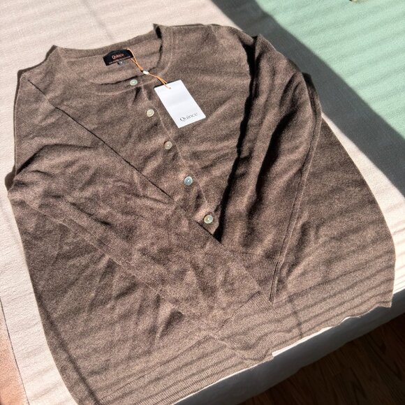 NWT Quince Mongolian Cashmere Cardigan Sweater Size Small in Brown - Picture 2 of 6